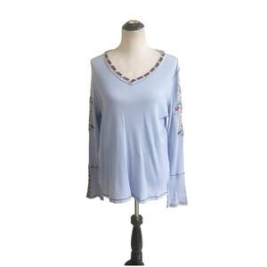 Sundance Light Blue Embroidered Blouse